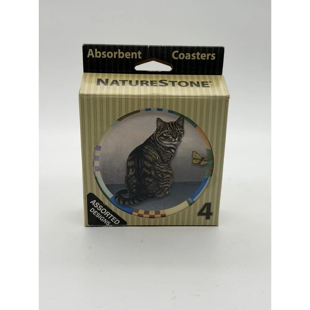 Conimar Naturestone Absorbent Coasters 4 Pack with holder